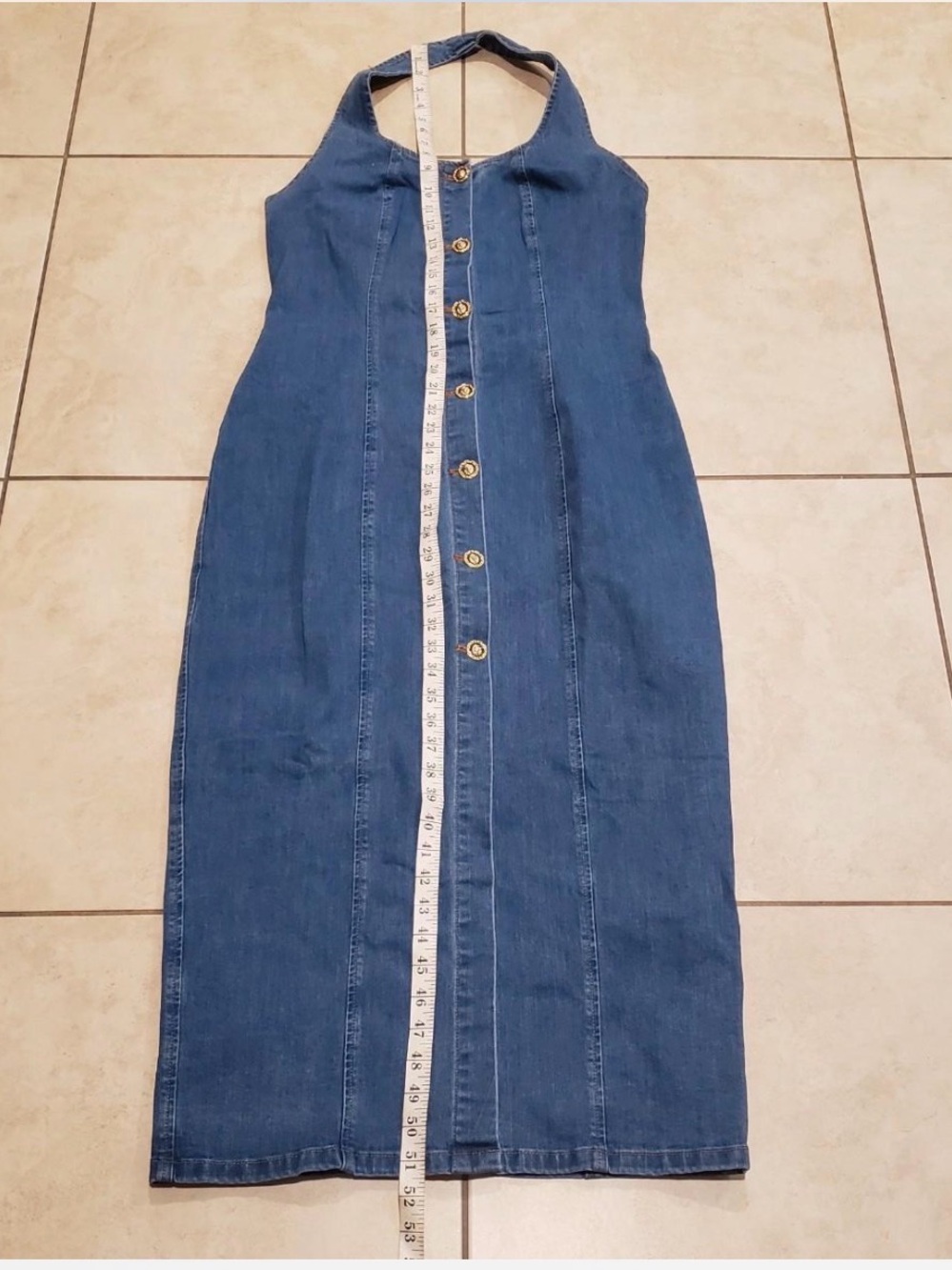 Commense Denim Halter-Front Maxi Dress - Picture 8 of 8